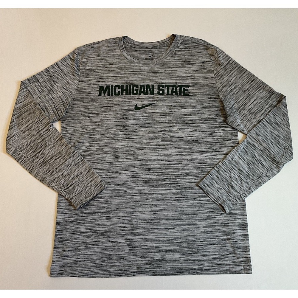 Nike Michigan State Spartans Mens Large Gray DriFit Long Sleeve Team Issued